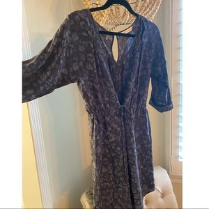 Rebecca Taylor drawstring waist animal print silk dress